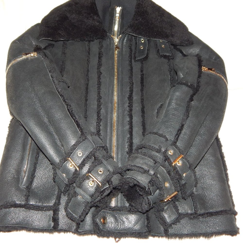 Balmain Double Zipper Men's Shearling coat